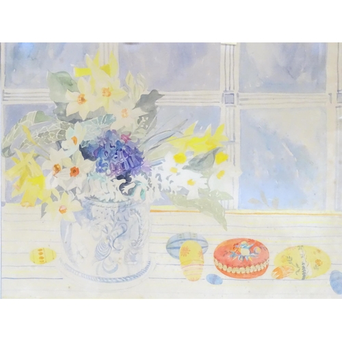 468 - Two watercolours by Elizabeth Jane Lloyd (1928-1995) comprising a still life study with flowers in a... 