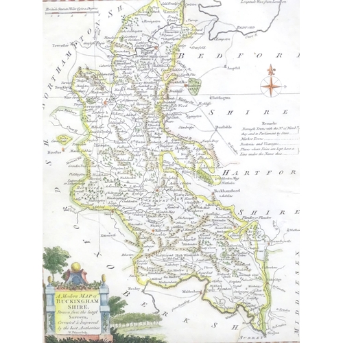 480 - Two 20thC engraved maps to include a map of Buckinghamshire after John Ellis, and a map of Berkshire... 