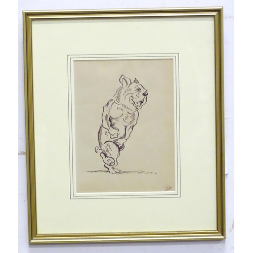 476 - A 20thC pen and ink study of a cartoon dog, by Peter Hobbs. Signed P. Hobbs lower right. Approx. 7 3... 