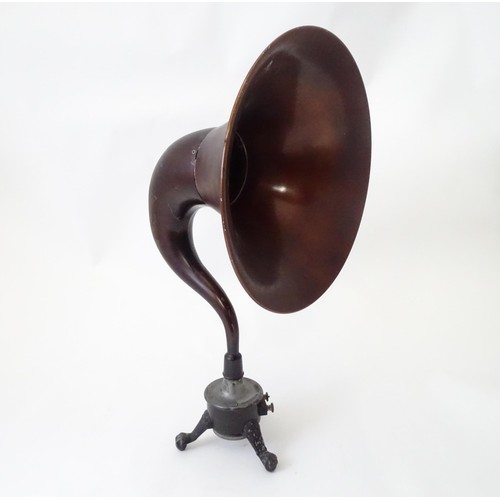 393 - A Burndept (1921-1931) Ethovox radio loudspeaker, formed as a gramophone horn with cast metal tripod... 