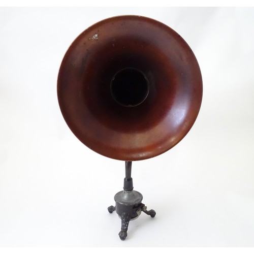 393 - A Burndept (1921-1931) Ethovox radio loudspeaker, formed as a gramophone horn with cast metal tripod... 