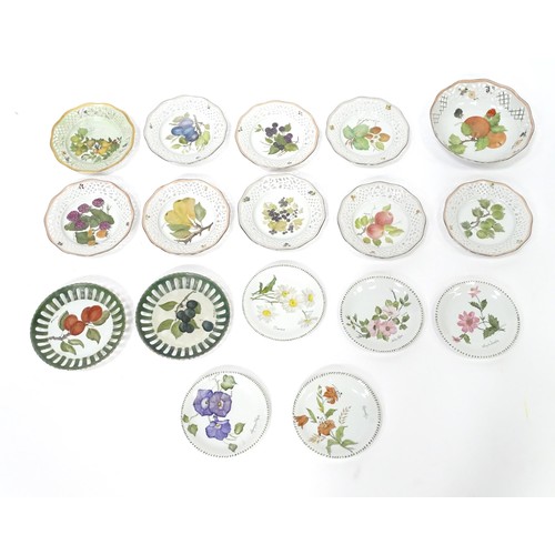 184 - A quantity of Continental dessert wares with hand painted fruit / flower detail by Eileen Lucraft to... 