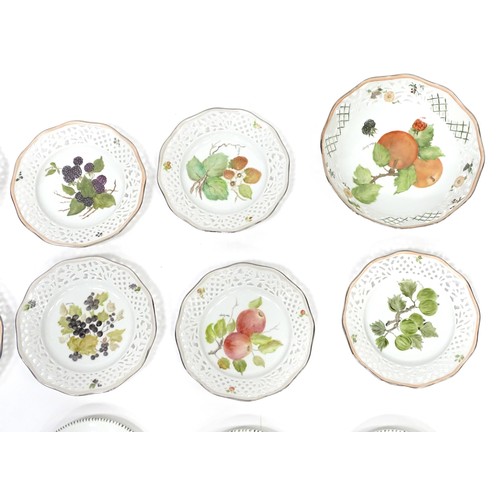 184 - A quantity of Continental dessert wares with hand painted fruit / flower detail by Eileen Lucraft to... 