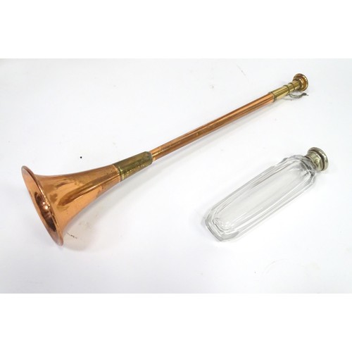 241 - A quantity of assorted items to include clock, oil lamp sections, torch, pot and cover, exceptionall... 