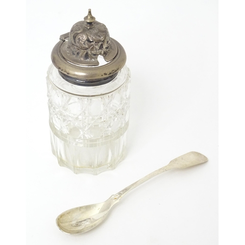 595 - A Victorian cut glass cruet bottle with a silver lid hallmarked 1893. Together with an associated wh... 