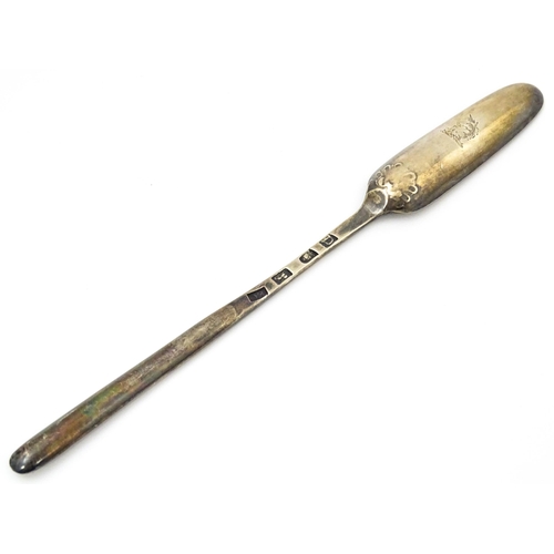 345 - A Geo II silver marrow scoop hallmarked London 1759, maker Ebenezer Coker. Approx. 8 1/2