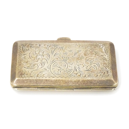 348 - A silver cigarette case with acanthus decoration and engraved 'D. K. M. Oronsay ...', opening to rev... 