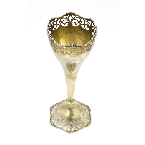 367 - A silver bud vase with openwork decoration hallmarked London 1911, maker Josiah Williams & Co. Appro... 