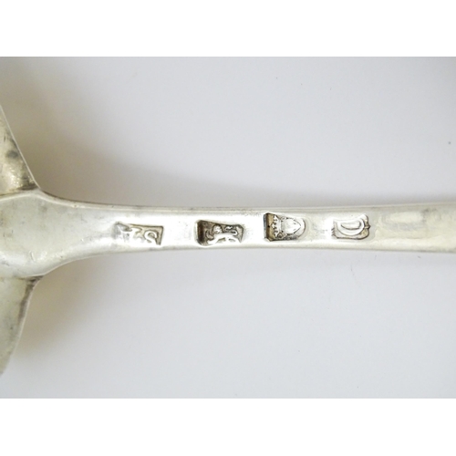 368 - A Geo III silver sauce ladle with bright cut decoration hallmarked London c. 1778, maker Stephen Ada... 