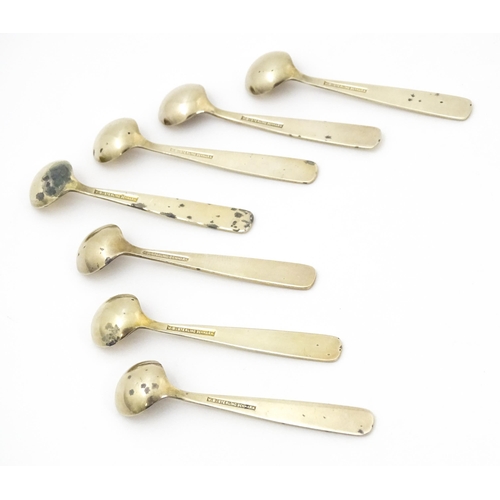 407 - Scandinavian silver: A large set of Danish silver gilt salts, spoons and pepperettes with guilloche ... 