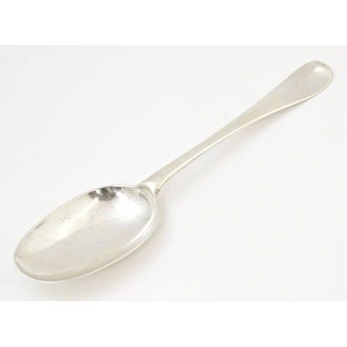 419 - A Queen Anne Britannia Standard silver Hanoverian pattern spoon with rats tail bowl hallmarked Londo... 