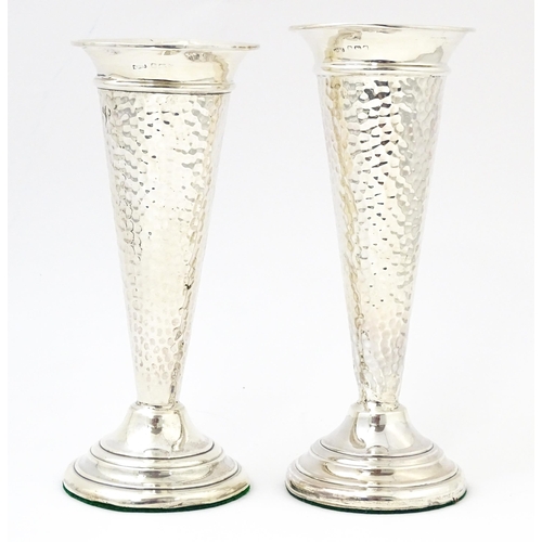 439 - Two silver bud vases with hammered decoration hallmarked Birmingham 1906, A & J Zimmerman Ltd. Large... 