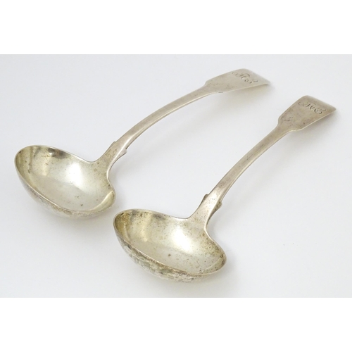 458 - A pair of silver Fiddle pattern sauce ladles, hallmarked London 1837, maker James Beebe. Approx. 7