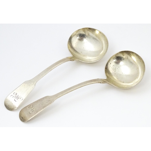 458 - A pair of silver Fiddle pattern sauce ladles, hallmarked London 1837, maker James Beebe. Approx. 7