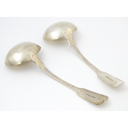 458 - A pair of silver Fiddle pattern sauce ladles, hallmarked London 1837, maker James Beebe. Approx. 7