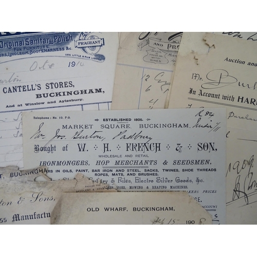 1548 - Buckinghamshire local interest: A quantity of early 20thC bill heads / bills of sale, including J. H... 