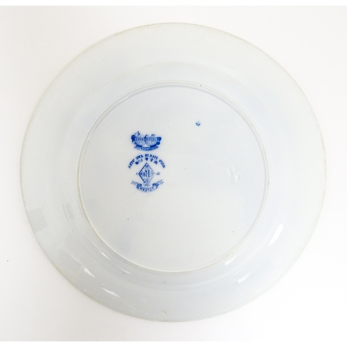 104 - A Brownfield & Son blue and white plate depicting a mountain goat and bird of prey from the Wild Lif... 