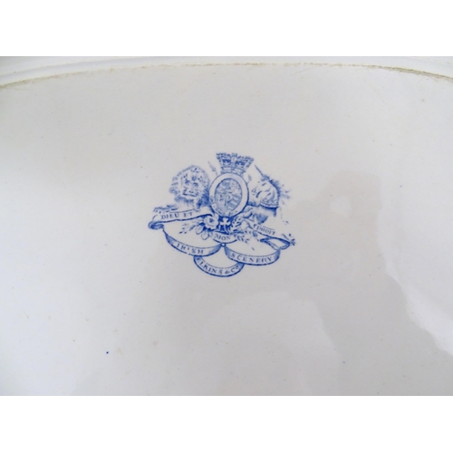 115 - An Elkins & Co. blue and white meat plate in the Warren Castle pattern, from the Irish Scenery serie... 