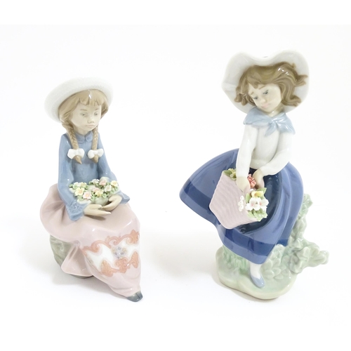 118 - Two Lladro figural group comprising Pretty & Prim no. 5554, and Pretty Pickings no. 5222. With boxes... 