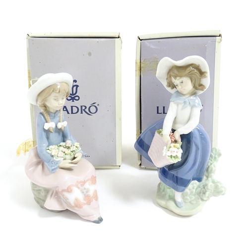 118 - Two Lladro figural group comprising Pretty & Prim no. 5554, and Pretty Pickings no. 5222. With boxes... 