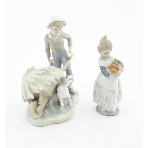 126 - Two Lladro figure groups comprising Gardener in Trouble no. 4852, and Valencia Girl no. 4841. Larges... 