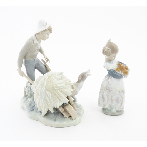 126 - Two Lladro figure groups comprising Gardener in Trouble no. 4852, and Valencia Girl no. 4841. Larges... 