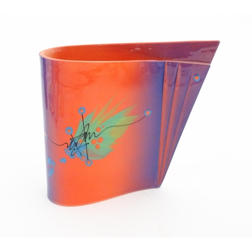 137 - A Richard Godfrey (1949-2014) modernist studio pottery slab built vase with abstract decoration. App... 