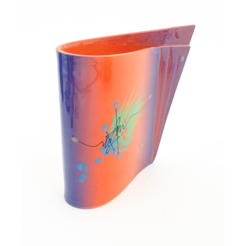 137 - A Richard Godfrey (1949-2014) modernist studio pottery slab built vase with abstract decoration. App... 