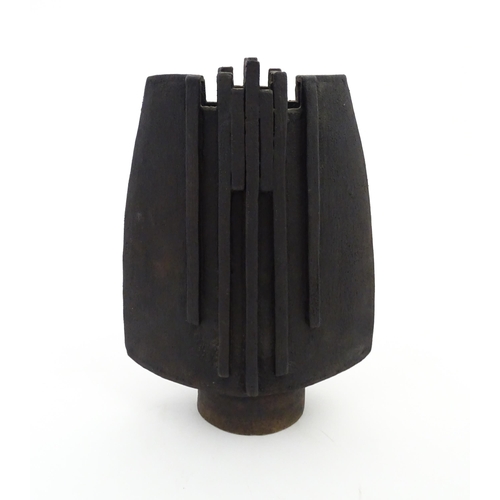 144 - A studio pottery slab vase with linear detail by David Withnall. Signed and dated 1992 under. Approx... 