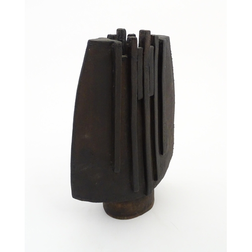 144 - A studio pottery slab vase with linear detail by David Withnall. Signed and dated 1992 under. Approx... 