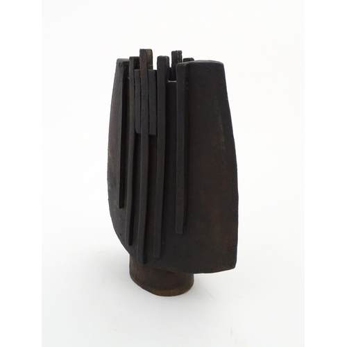 144 - A studio pottery slab vase with linear detail by David Withnall. Signed and dated 1992 under. Approx... 