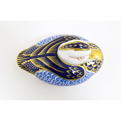 169 - A Royal Crown Derby paperweight modelled as a duck. With gold stopper. Approx. 2 1/2