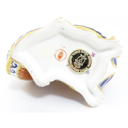 170 - A Royal Crown Derby paperweight modelled as a dragon. With gold stopper. Approx. 4 1/2