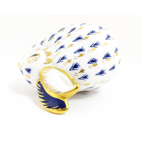 177 - A Royal Crown Derby paperweight modelled as a rabbit. With gold stopper. Approx. 2 3/4