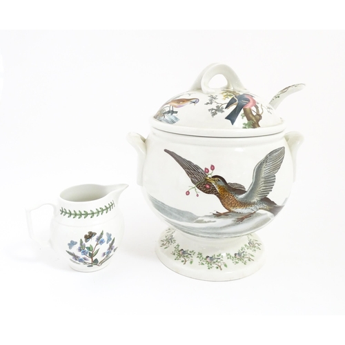 231 - A quantity of Portmeirion items to include a soup tureen, ladle and collectors plate in the Birds of... 