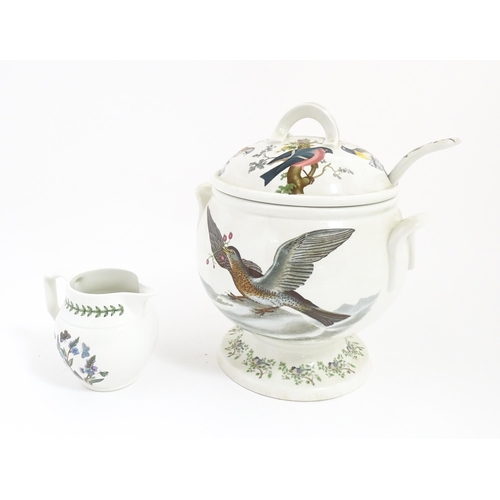 231 - A quantity of Portmeirion items to include a soup tureen, ladle and collectors plate in the Birds of... 