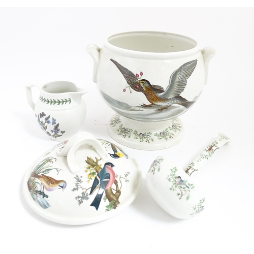 231 - A quantity of Portmeirion items to include a soup tureen, ladle and collectors plate in the Birds of... 