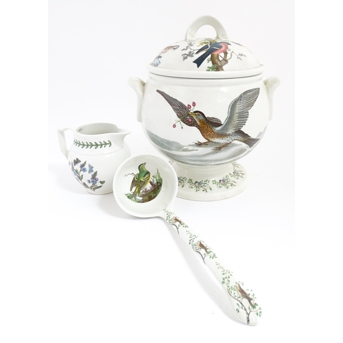 231 - A quantity of Portmeirion items to include a soup tureen, ladle and collectors plate in the Birds of... 