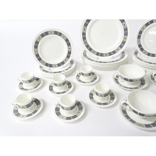 251 - A quantity of Wedgwood dinner wares in the Asia pattern to include plates, twin handled soup bowls, ... 