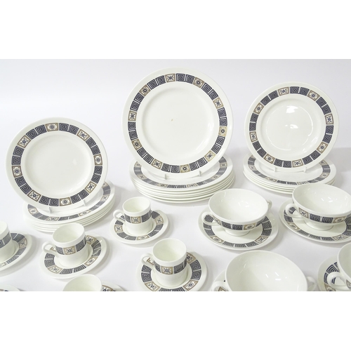 251 - A quantity of Wedgwood dinner wares in the Asia pattern to include plates, twin handled soup bowls, ... 