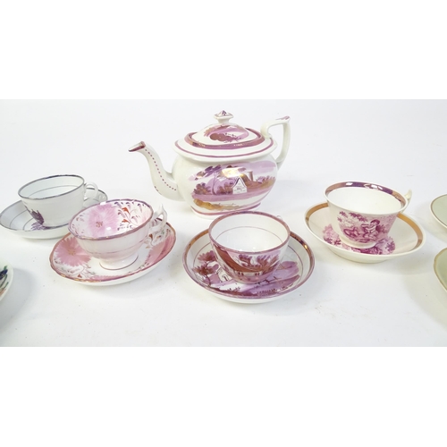 262 - A quantity of assorted 19thC and later tea wares to include an ironstone cup and saucer, Continental... 