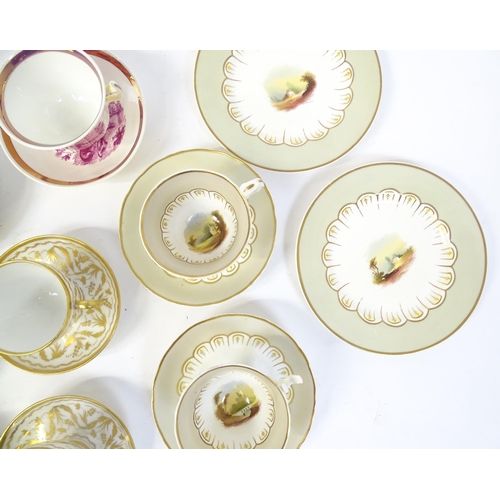 262 - A quantity of assorted 19thC and later tea wares to include an ironstone cup and saucer, Continental... 