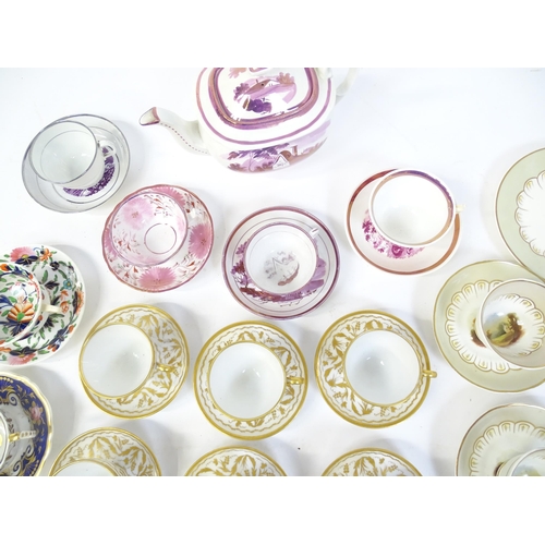 262 - A quantity of assorted 19thC and later tea wares to include an ironstone cup and saucer, Continental... 