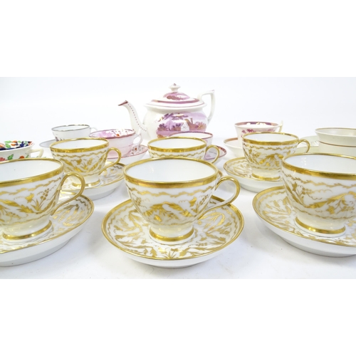 262 - A quantity of assorted 19thC and later tea wares to include an ironstone cup and saucer, Continental... 