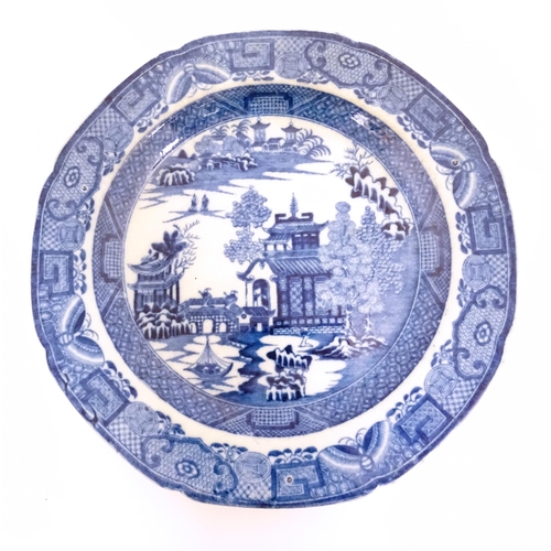 98 - A Dillwyn & Co. (Swansea) blue and white plate in the Longbridge pattern. Impressed marks under. App... 
