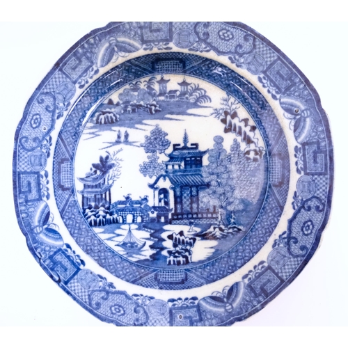 98 - A Dillwyn & Co. (Swansea) blue and white plate in the Longbridge pattern. Impressed marks under. App... 