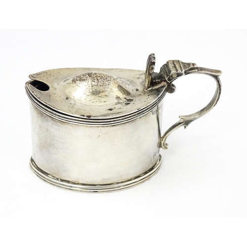 573 - A silver three piece cruet comprising salt, pepper and mustard pot, hallmarked Chester 1924/25 maker... 