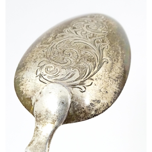 625 - A Victorian silver spoon with engraved decoration, hallmarked Birmingham 1853, maker George Unite. A... 