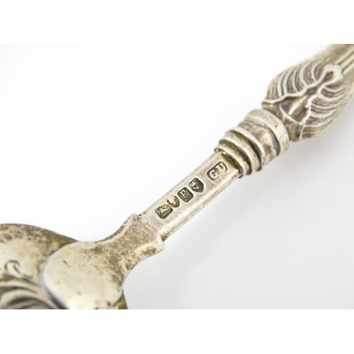 625 - A Victorian silver spoon with engraved decoration, hallmarked Birmingham 1853, maker George Unite. A... 