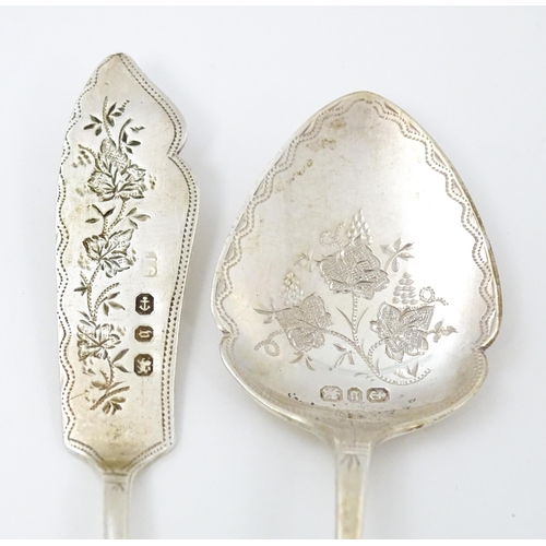 673 - A Victorian silver butter knife and preserve spoon hallmarked Birmingham 1895, maker Joseph Gloster.... 